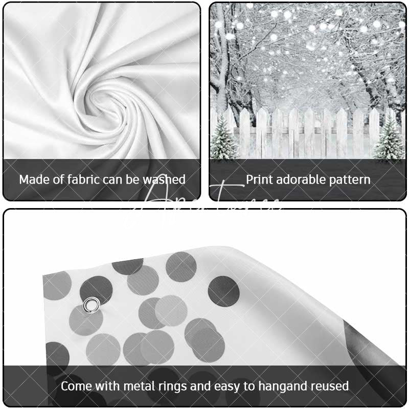 Aperturee - Aperturee White Snow Trees Fence Christmas Garage Door Banner