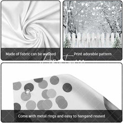 Aperturee - Aperturee White Snow Trees Fence Christmas Garage Door Banner