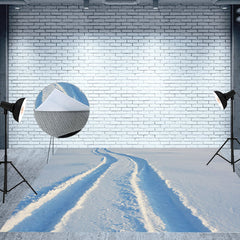 Aperturee - Aperturee White Snowfield Wheel Tracks Fabric Floor Backdrop