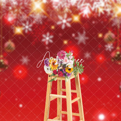 Aperturee - Aperturee White Snowflake Festive Red Christmas Bells Backdrop