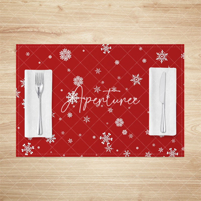 Aperturee - Aperturee White Snowflake Red Christmas Set Of 4 Placemats