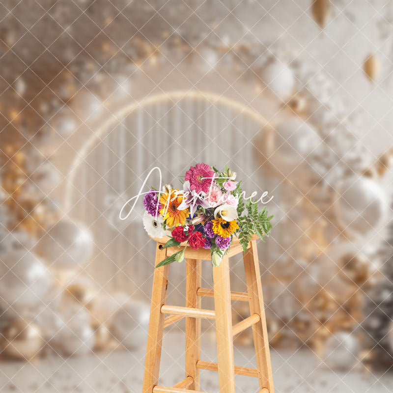 Aperturee - Aperturee White Snowy Trees Balloons Christmas Photo Backdrop