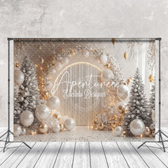 Aperturee - Aperturee White Snowy Trees Balloons Christmas Photo Backdrop