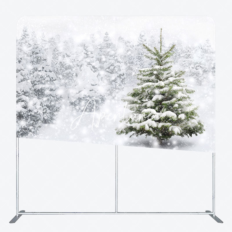 Aperturee - Aperturee White Snowy Winter Scene Square Tension Backdrop