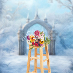 Aperturee - Aperturee White Snowy Wonderland Ice Pick Gate Photo Backdrop