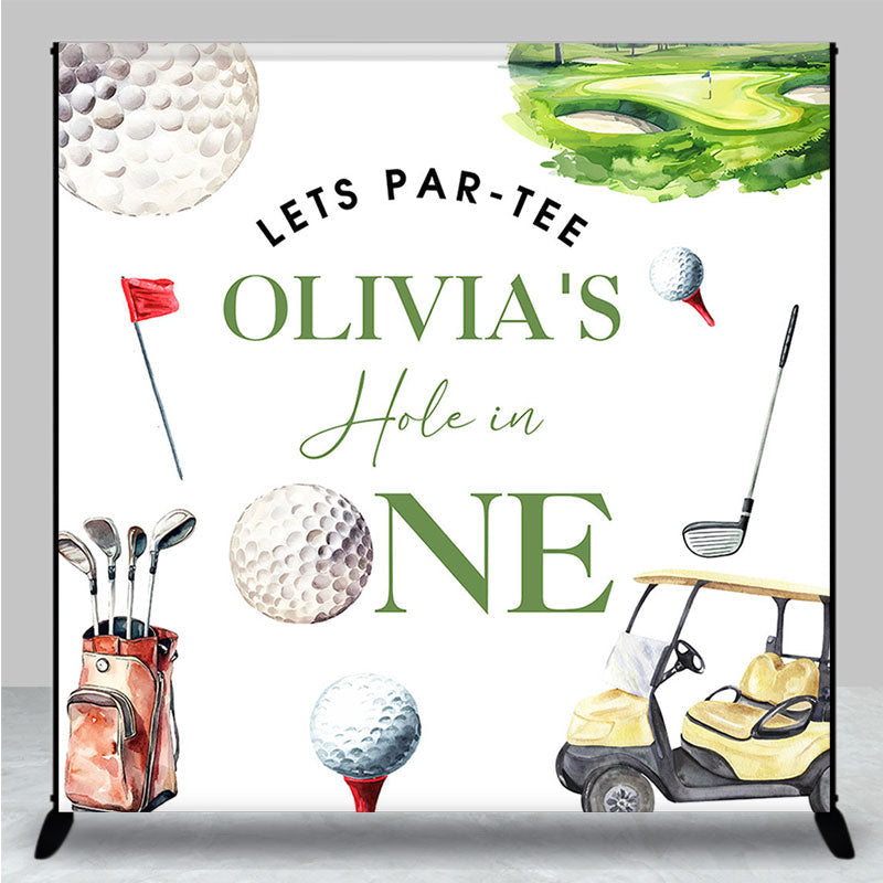 Aperturee - Aperturee White Sports Golf Custom Name 1st Birthday Backdrop