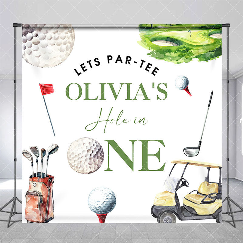 Aperturee - Aperturee White Sports Golf Custom Name 1st Birthday Backdrop