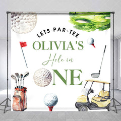 Aperturee - Aperturee White Sports Golf Custom Name 1st Birthday Backdrop