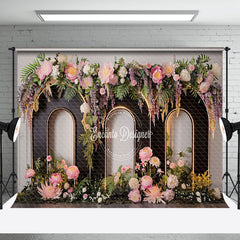 Aperturee - Aperturee White Wall Arch Floral Greenery Wedding Backdrop