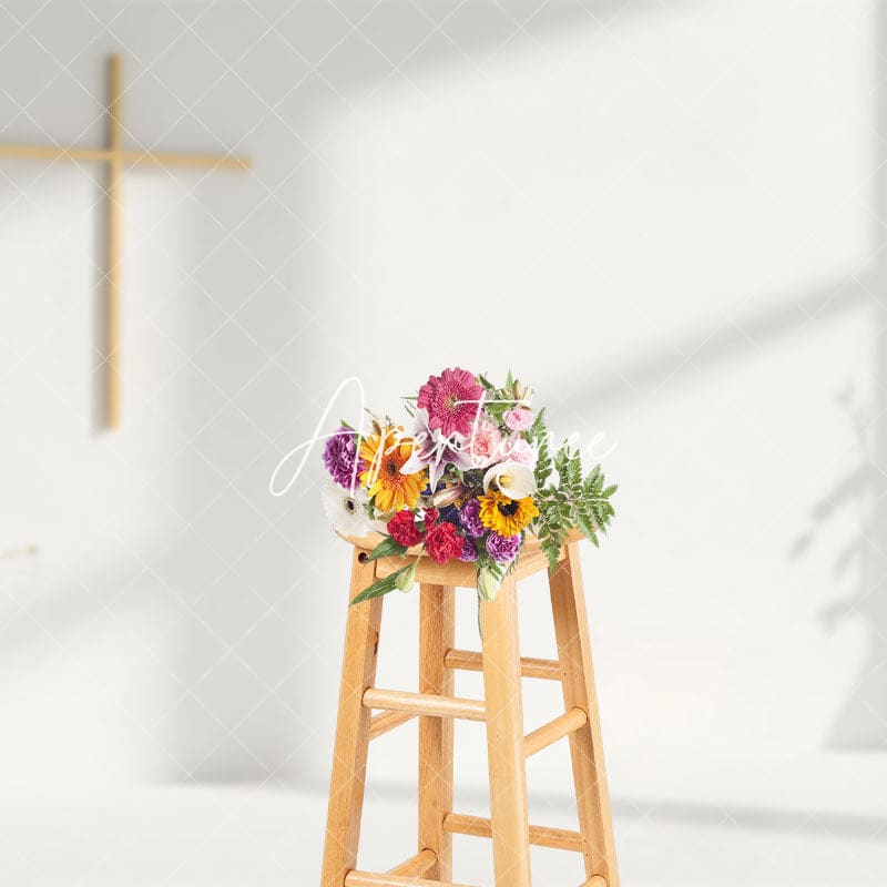 Aperturee - Aperturee White Wall Communion Minimalist Baptism Photo Backdrop