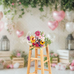 Aperturee - Aperturee White Wall Floral Plant Balloons Romantic Backdrop