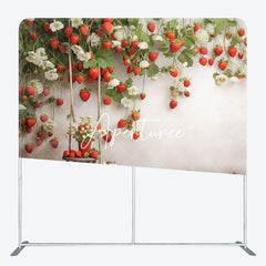 Aperturee - Aperturee White Wall Floral Strawberry Pillow Cover Backdrop