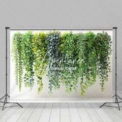 Aperturee - Aperturee White Wall Natural Greenery Spring Photo Backdrop