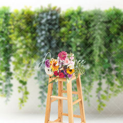 Aperturee - Aperturee White Wall Natural Greenery Spring Photo Backdrop