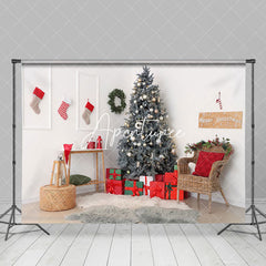 Aperturee - Aperturee White Wall Socks Chair Tree Mat Christmas Backdrop