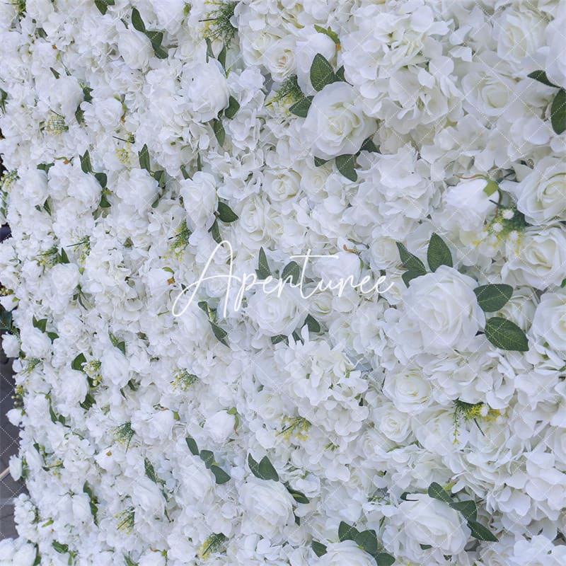 Aperturee - Aperturee White Wedding Decor Artificial Flower Wall Panels