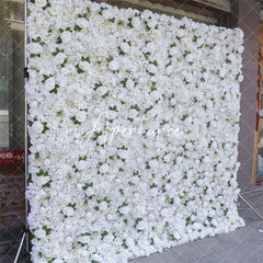 Aperturee - Aperturee White Wedding Decor Artificial Flower Wall Panels