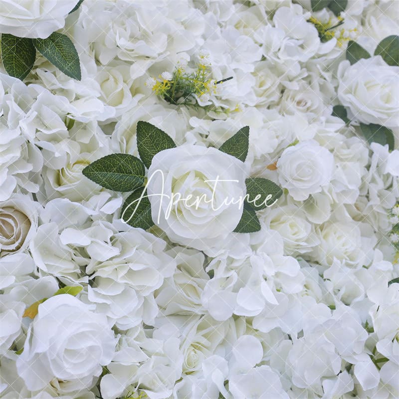 Aperturee - Aperturee White Wedding Decor Artificial Flower Wall Panels