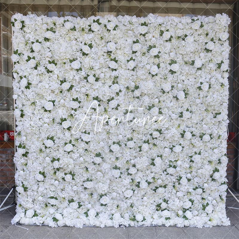 Aperturee - Aperturee White Wedding Decor Artificial Flower Wall Panels