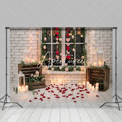 Aperturee - Aperturee White Window Candlelight Valentines Day Backdrop