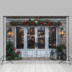 Aperturee - Aperturee White Wooden Retro Store Christmas Vibe Backdrop