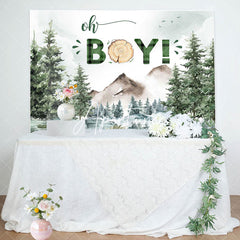 Aperturee - Aperturee Wild Field Forest Trees Oh Boy Baby Shower Backdrop