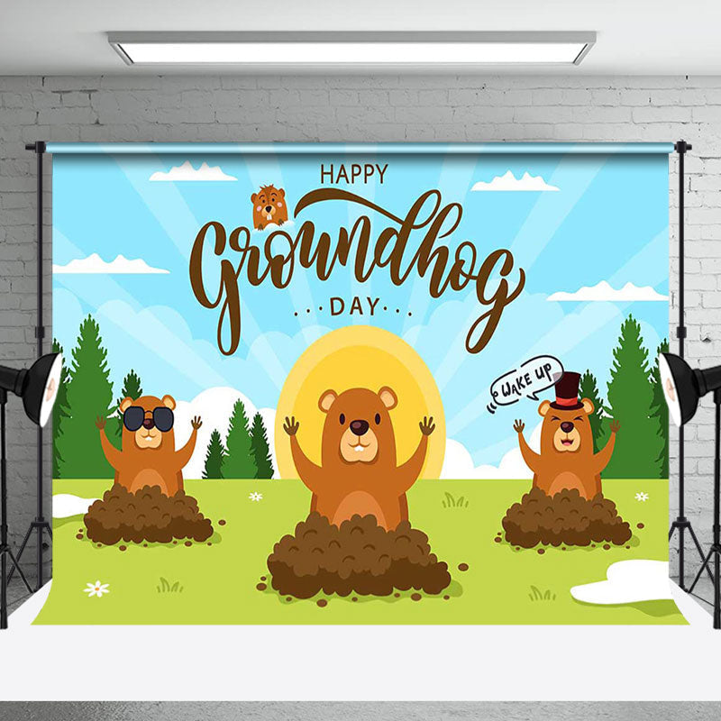 Aperturee - Aperturee Wild Forest Field Spring Happy Groundhog Day Backdrop