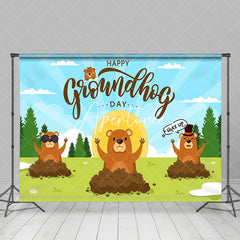 Aperturee - Aperturee Wild Forest Field Spring Happy Groundhog Day Backdrop