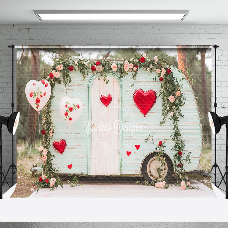 Aperturee - Aperturee Wild Forest Light Green Motorhome Floral Backdrop