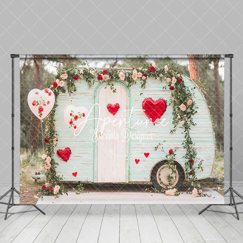 Aperturee - Aperturee Wild Forest Light Green Motorhome Floral Backdrop