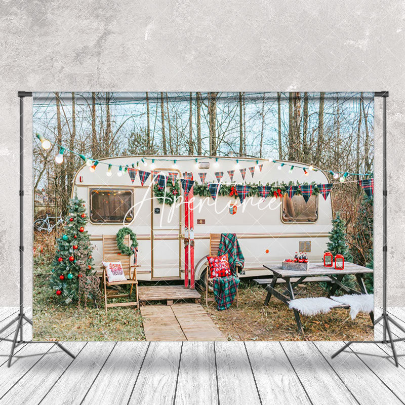 Aperturee - Aperturee Wild Forest Motorhome Camping Christmas Backdrop