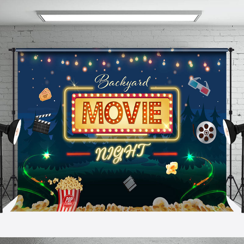 Aperturee - Aperturee Wild Forest Popcorn Backyard Movie Night Backdrop