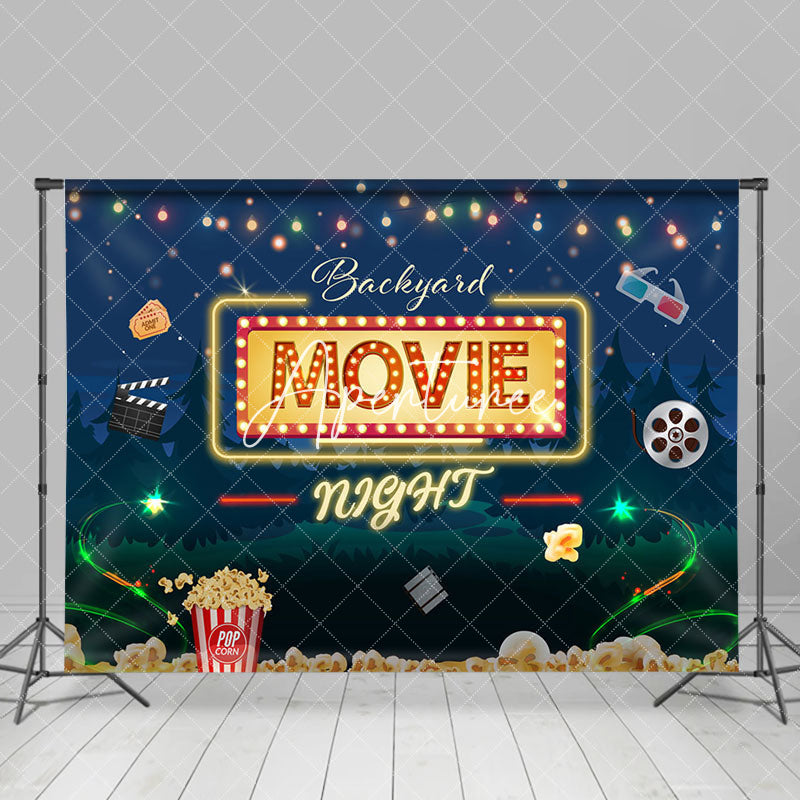 Aperturee - Aperturee Wild Forest Popcorn Backyard Movie Night Backdrop