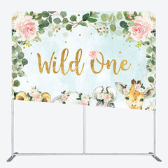 Aperturee - Aperturee Wild One Floral Animals Fabric Backdrop Cover for Birthday