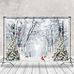 Aperturee - Aperturee Wild Snow Forest Tree Bird Winter Christmas Backdrop