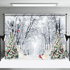 Aperturee - Aperturee Wild Snow Forest Tree Bird Winter Christmas Backdrop