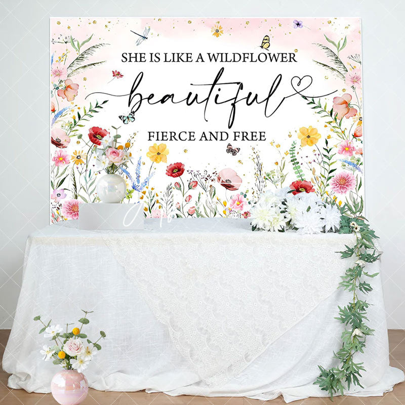 Aperturee - Aperturee Wildflower Beautiful Fierce Free Birthday Backdrop