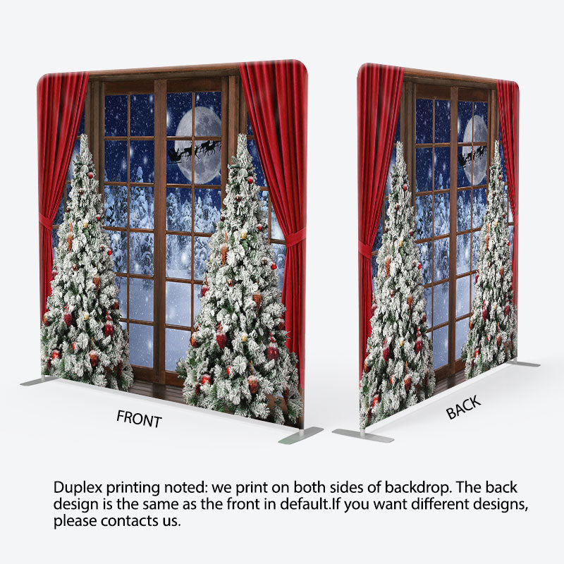 Aperturee - Aperturee Window And Moon Fabric Backdrop Cover for Christmas