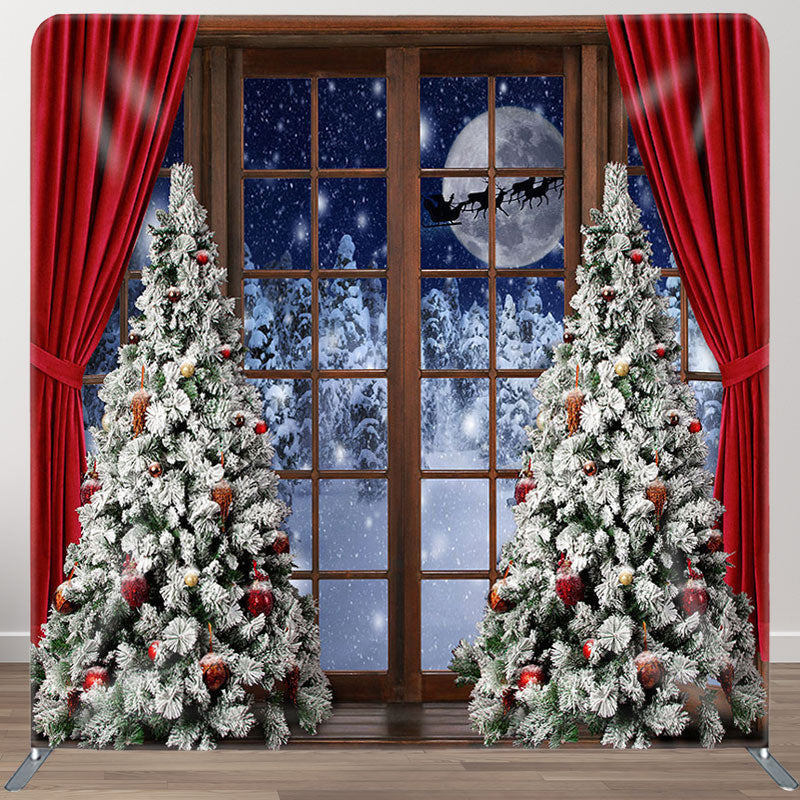 Aperturee - Aperturee Window And Moon Fabric Backdrop Cover for Christmas