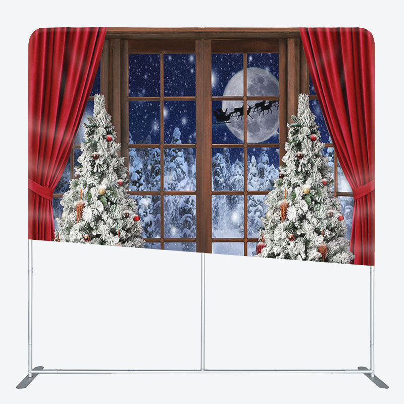 Aperturee - Aperturee Window And Moon Fabric Backdrop Cover for Christmas