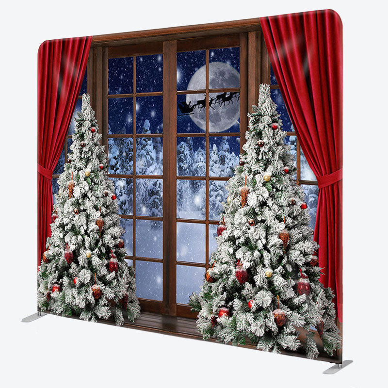 Aperturee - Aperturee Window And Moon Fabric Backdrop Cover for Christmas