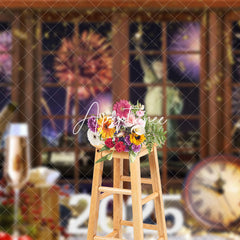 Aperturee - Aperturee Window City Scene Celebration New Year 2025 Backdrop