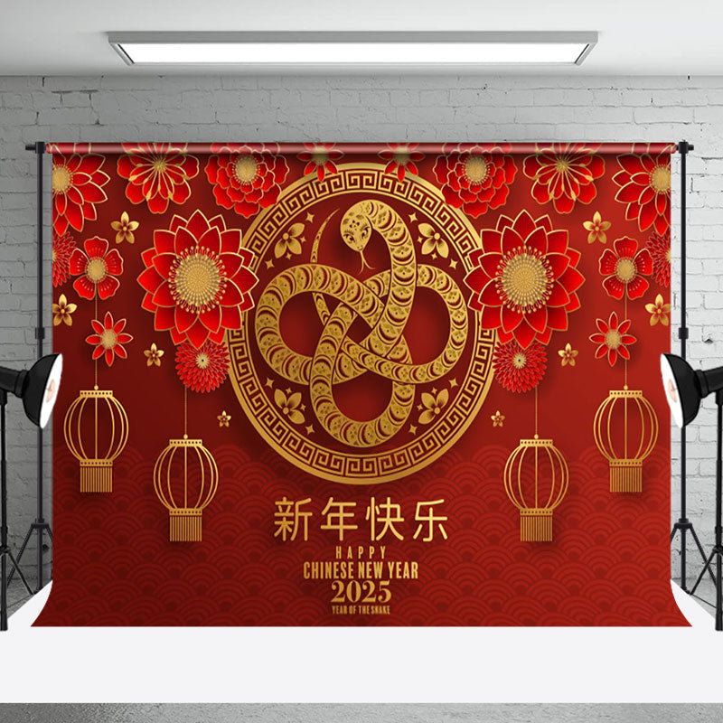 Aperturee - Aperturee Window Grille Lantern Zodiac Snake New Year Backdrop