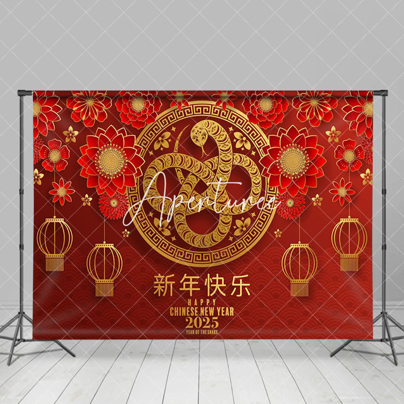 Aperturee - Aperturee Window Grille Lantern Zodiac Snake New Year Backdrop