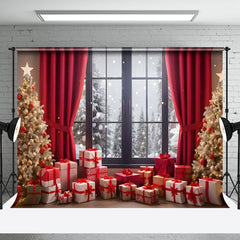 Aperturee - Aperturee Window Scene Gifts Christmas Festive Room Backdrop