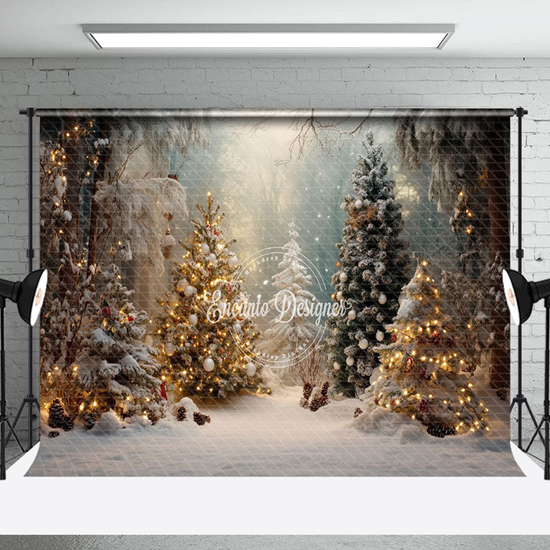 Aperturee - Aperturee Winkling Winter Christmas Scene Forest Backdrop