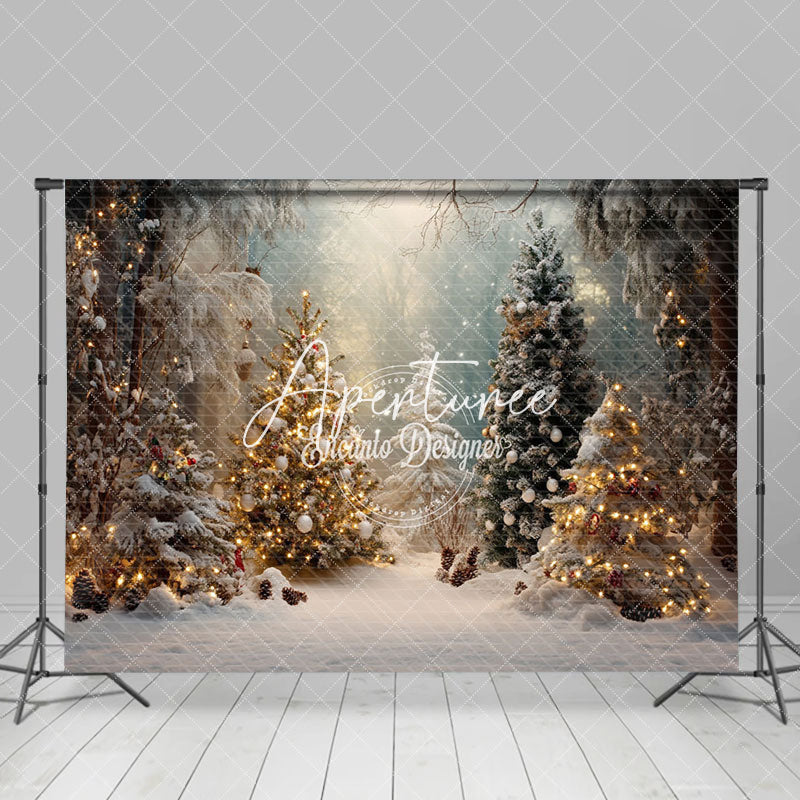 Aperturee - Aperturee Winkling Winter Christmas Scene Forest Backdrop