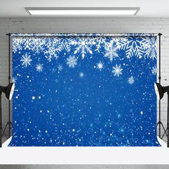 Aperturee - Aperturee Winter Blue Night White Falling Snowflake Backdrop