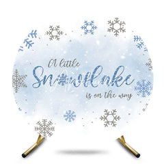 Aperturee - Aperturee Winter Blue Snowflake Round Baby Shower Backdrop