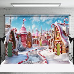 Aperturee - Aperturee Winter Candyland Street Snowy Christmas Backdrop